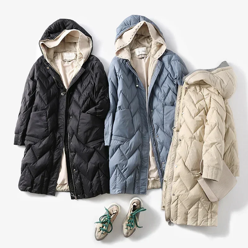 

Winter Long Oversize Duck Down Jacket Women Fashion Warm Thick Coat Autumn Casual Slim Hooded Puffer Jacket ED1416