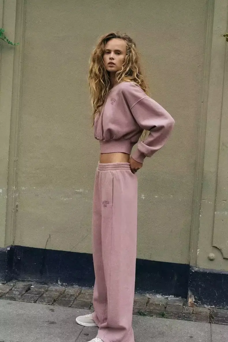 Waed-Effekt-Sweatshirt für Damen, Faion, Herbst 2022, lockere Passform, lang, Sve, rund, koreanischer Stil, Pendeln, normale Länge