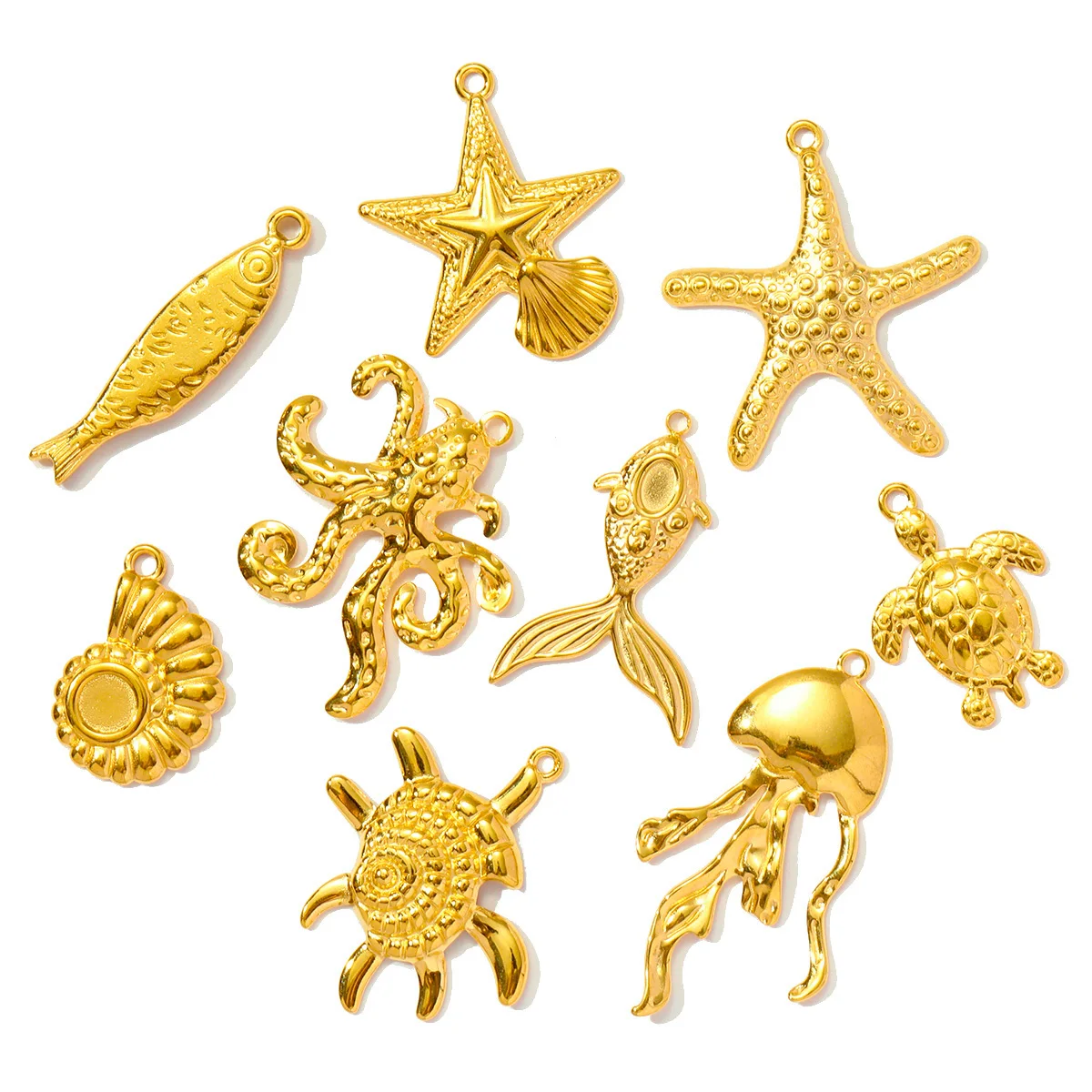 5 قطعة/الوحدة الفولاذ المقاوم للصدأ السلاحف سحر نجم البحر المعلقات DIY بها بنفسك صنع سوار قلادة القرط اكسسوارات بالجملة