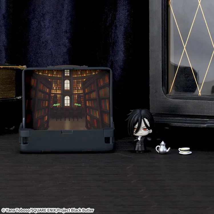Black Butler Sebastian Michaelis Prize Figure Boarding School Arc Chibi Style With Library Backdrop Tea Set