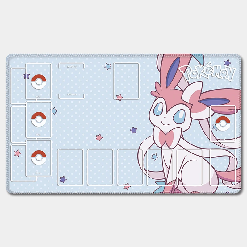 600X350X2Mm Diy Self Made Ptcg Mew Charmander Card Battle Mat Eeveelution Player Board Game Card Battle Table Mat Anime Gift