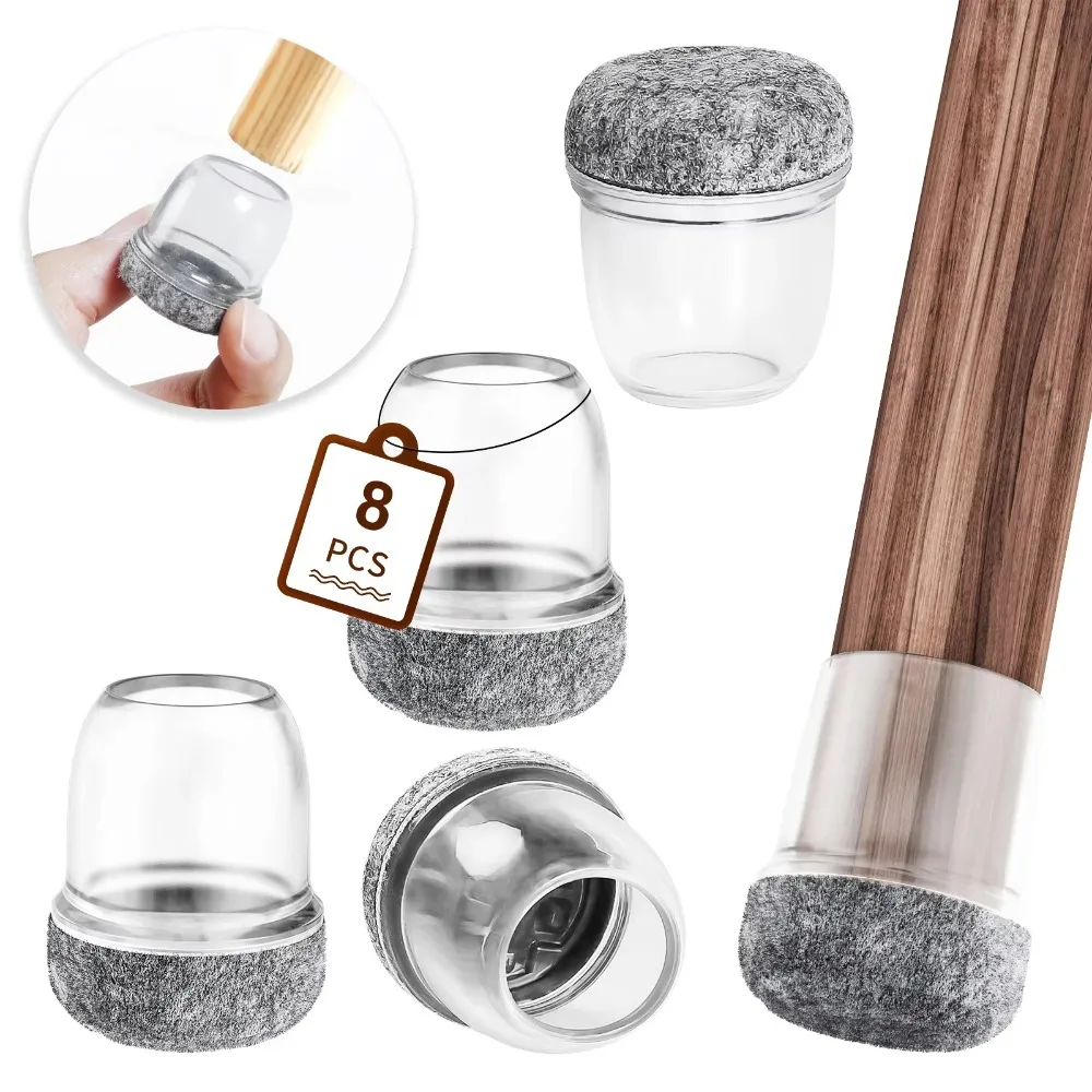 8 قطعة كرسي السيليكون الساق حامي يغطي سميكة ورأى أسفل كرسي الساق قبعات عدم الانزلاق تقليل الضوضاء الأثاث الطابق قدم كوب المنزل #5