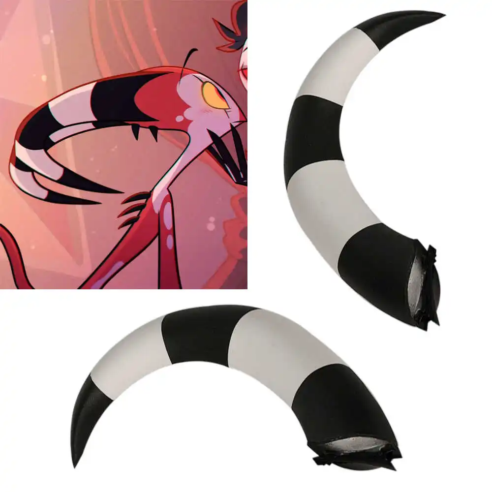 Anime Helluva Cosplay Boss Blitzo Cosplay Blitzo Horns Blitzo Prop 22cm Balck White Horns Bend Women Men Halloween Cosplay Prop