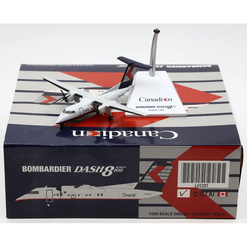 

LH2287 Alloy Collectible Plane Gift JC Wings 1:200 Time Air Bombardier Dash 8-Q100 Diecast Aircraft Model C-GTAI With Stand