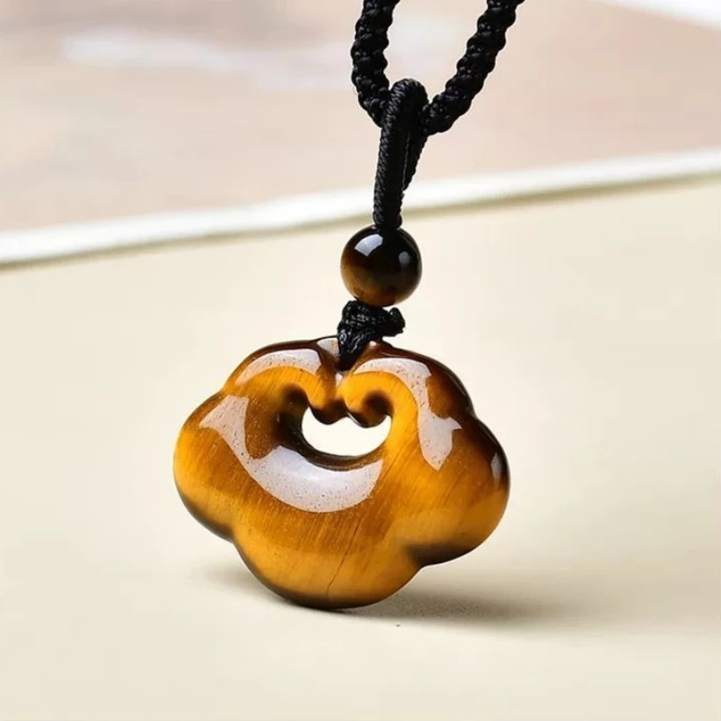 

Natural Yellow Tiger's Eye Ruyi Lock Pendant, Exquisite and Small and Versatile Necklace