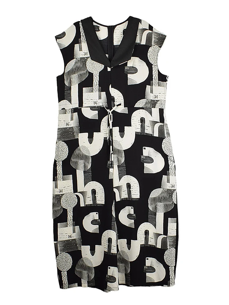 XITAO Drawstring Letter Print Jumpsuits Loose Casual Temperament Sleeveless Slimming Summer Woman Wide Leg Jumpsuits ZMY1305