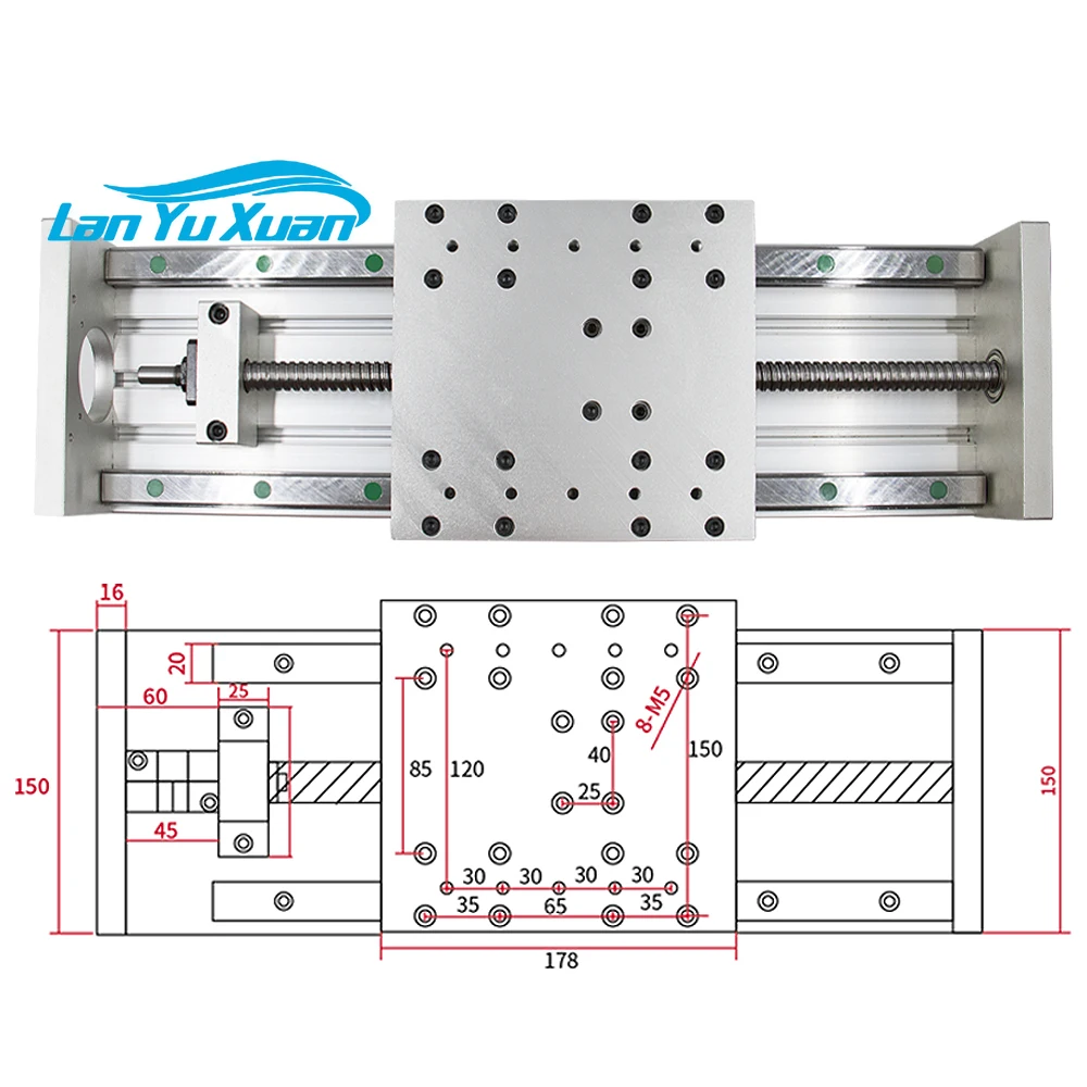 XYZ axis Slide Linear Stage SFU1605 Ball Screw+ HGH20 Linear Guide Suitable for Name23/34 stepper/Servo motor for CNC machine