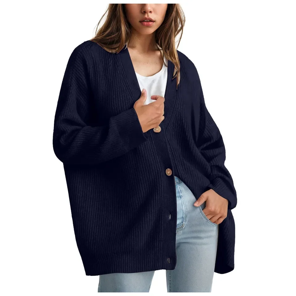 

Womens Oversized Cardigan Sweater Fall Outfits Cloth Fashion V Neck Knit Button Front Fashion Soft Cotton Turtleneck Sweater