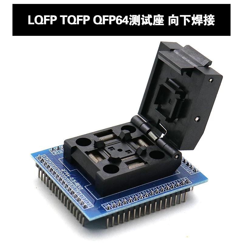 LQFP TQFP QFP64 soket uji clamshell shrapnel 0.5mm soket pemrograman STM32