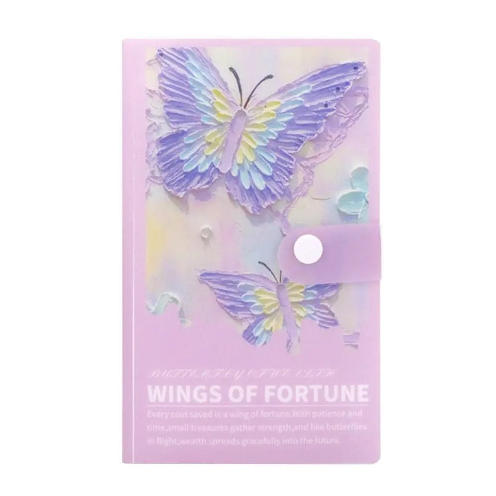 Save Money 100 Envelopes Money Saving Challenge Oil Painting Butterfly Waterproof Money Collection Book Portable Cute