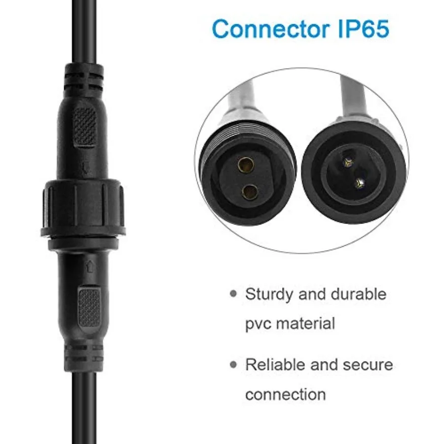 5 Pairs 2 Pin 2 Core Male Female Plug LED Connector Waterproof IP65 with 20cm 18AWG 2X 0.75mm² Cable 21mm Nut for Halloween Chr