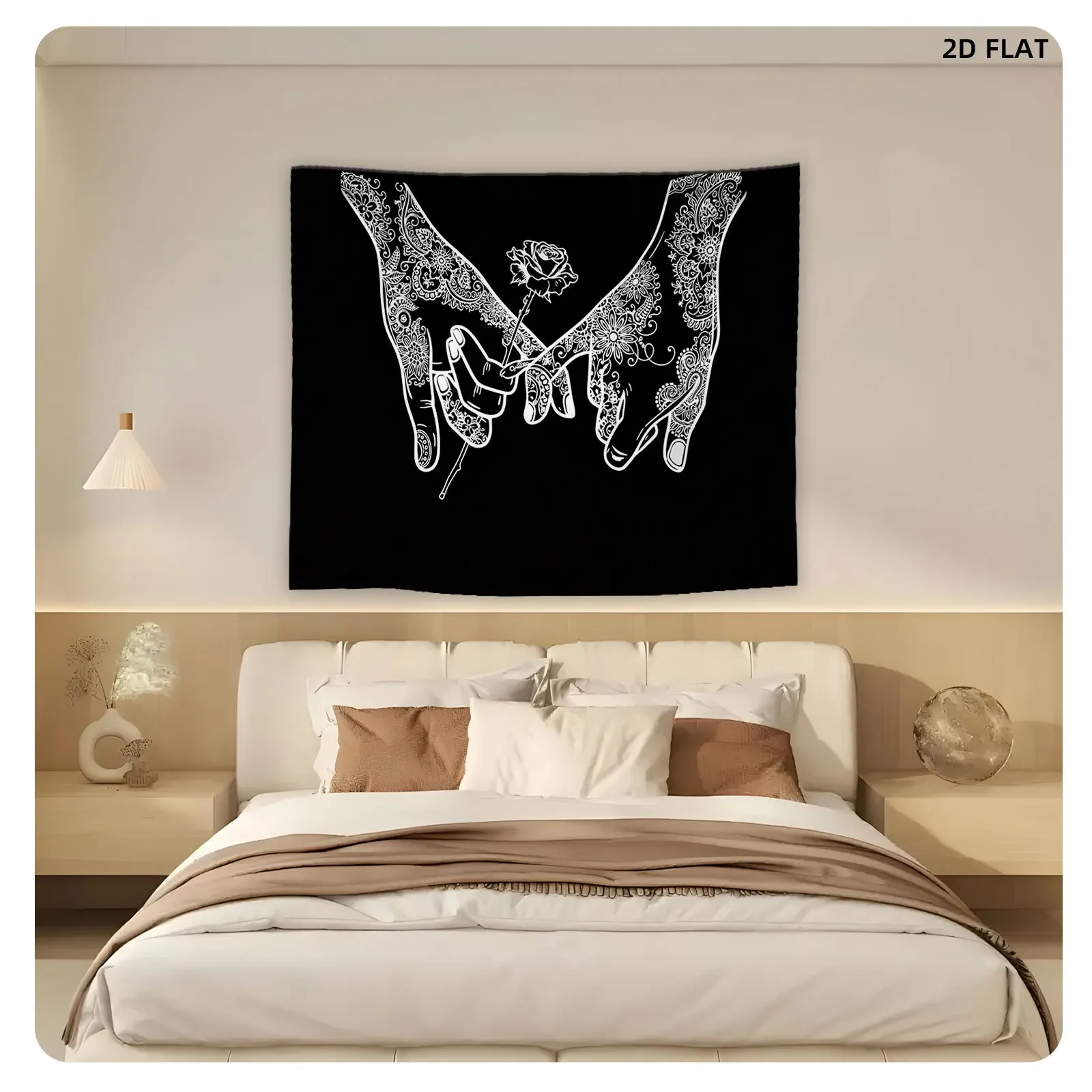 1pc Large Black Background Tapestry with Exquisite Patterns & Roses, Ideal Wall Hanging for Bedroom Living Room Decor
