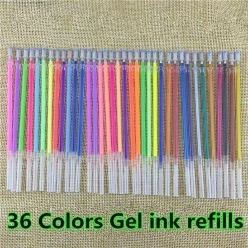 100/48/36/24/12 Colors Gel Pen Refills - Glitter Metallic Pastel Fluorescence Neon, Pen Ink Refills for Adult Coloring Books