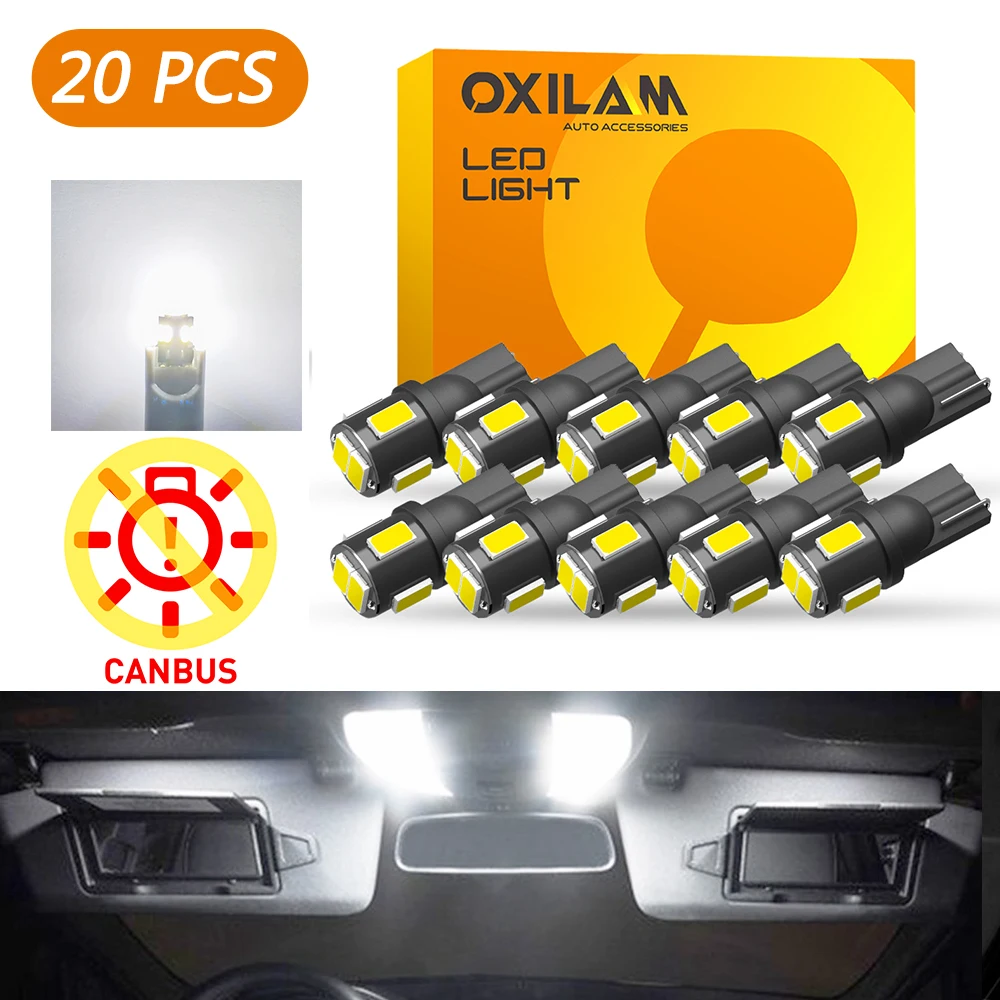 

20/10/2Pcs LED W5W 6000K T10 12V Auto Interior Parking Bulb Night Light For Mercedes Audi VW Anti Error 194 168 2825 Signal Lamp