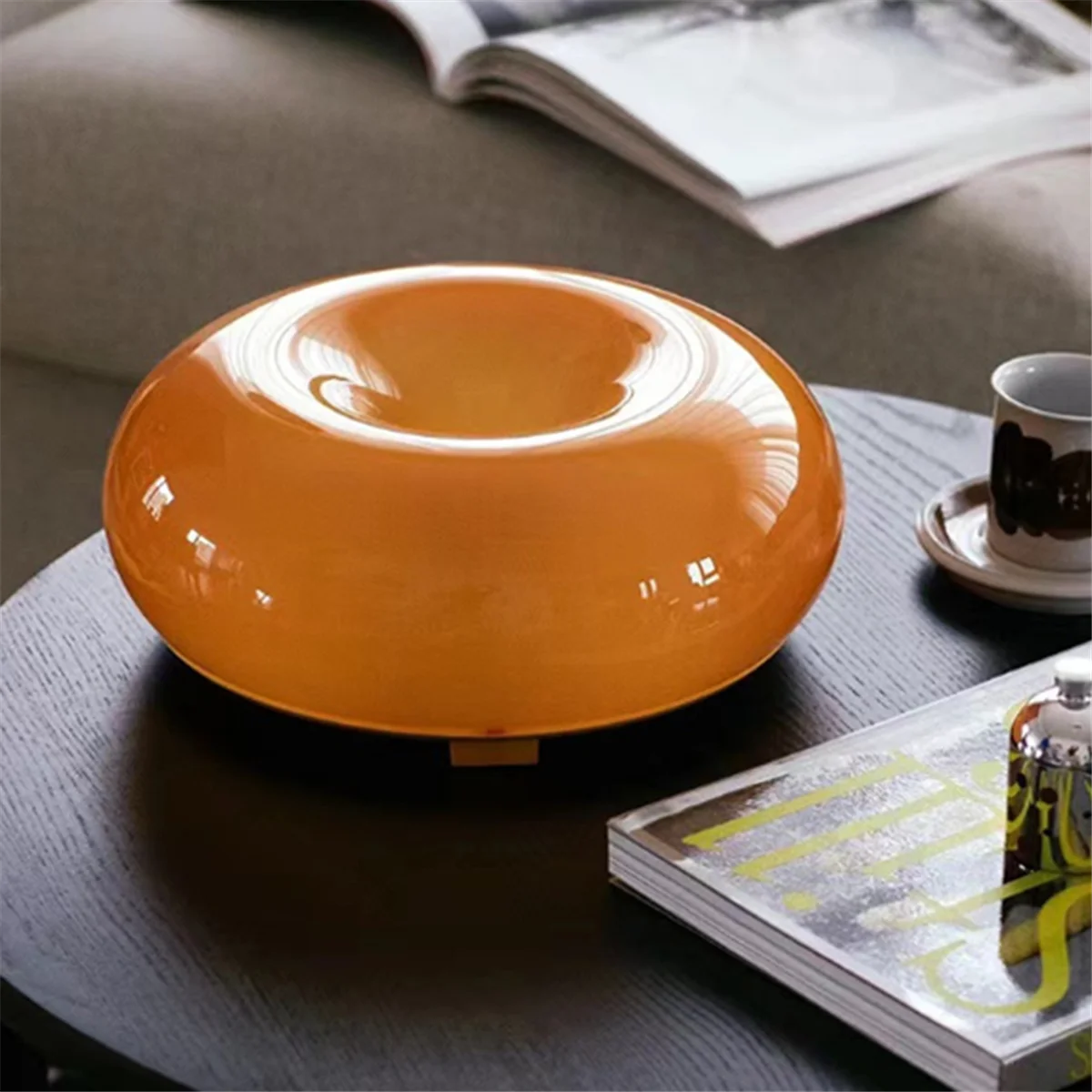 ABNQ مصباح دونات برتقالي، مصباح حديث لمنتصف القرن، مصباح بجانب السرير، مصباح آرت ديكو جديد، مصباح طاولة جميل لتزيين الجدران #4