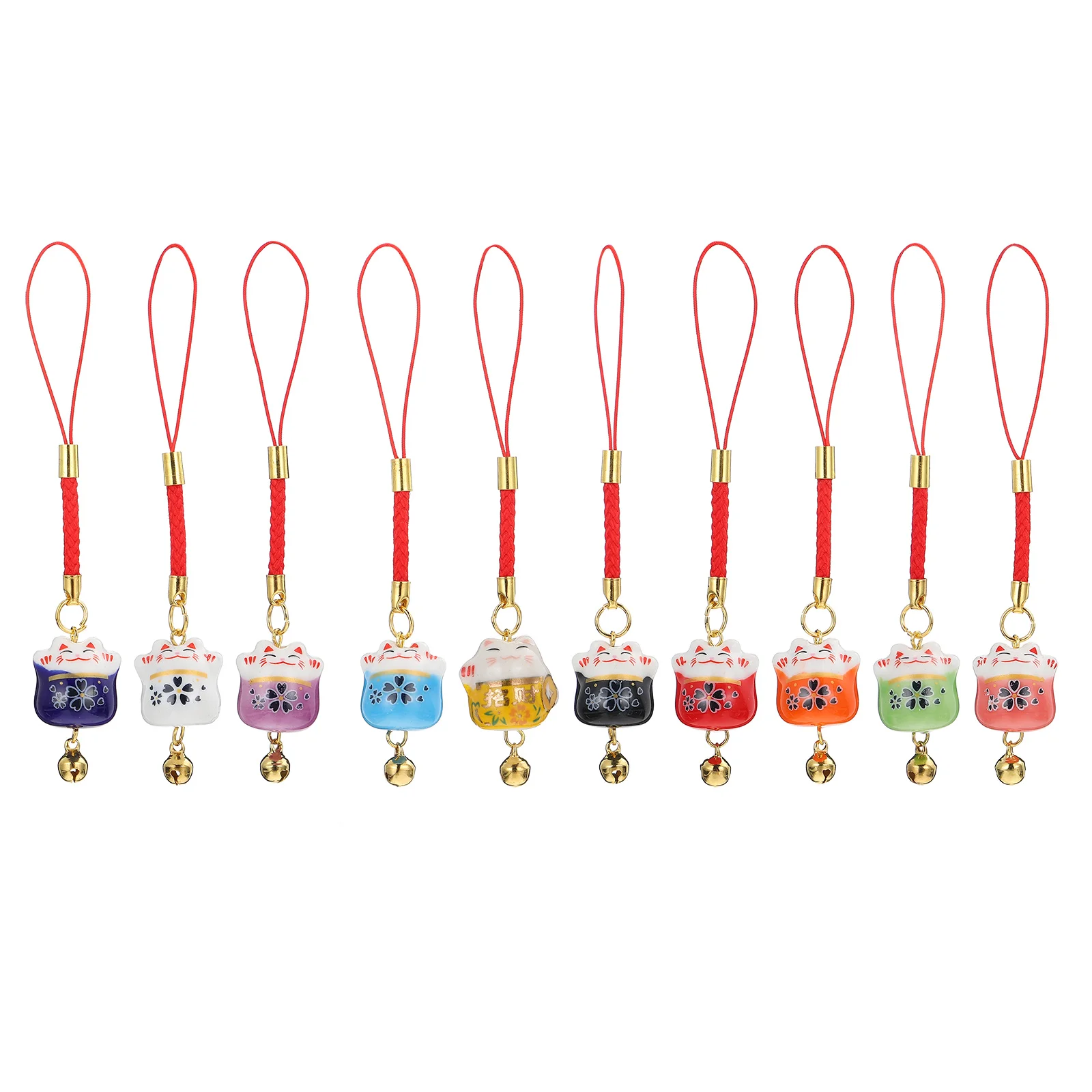 10 Pcs Mobile Phone Chain Hanging Decor Decoration Auspicious Ornament Lanyards Keys Bags Ceramics Charm Fob