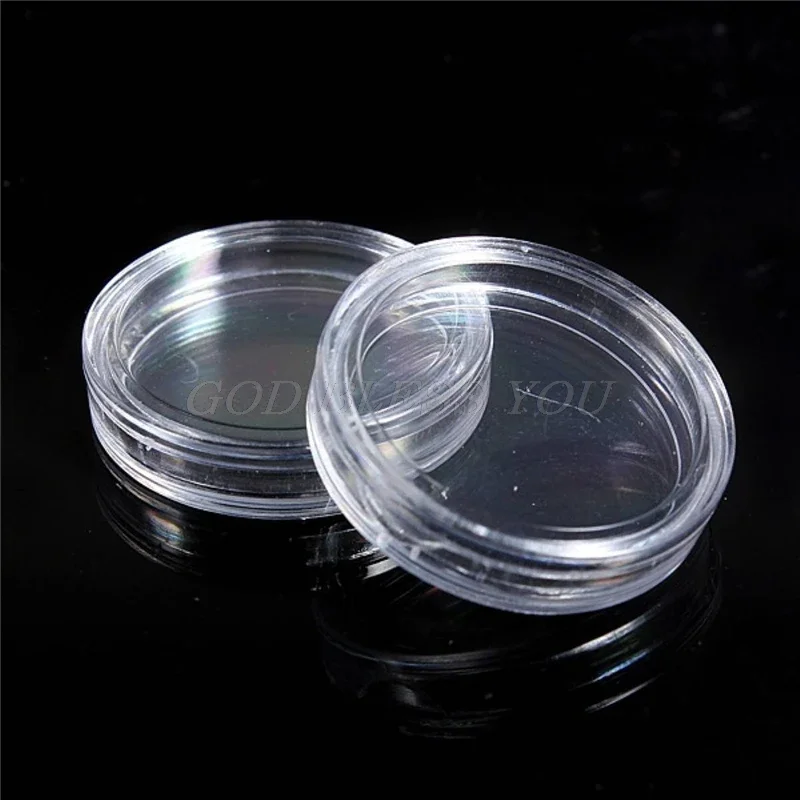 10Pcs Kleine Runde Transparente Kunststoff Münze Kapseln Fall 18/19/20/21/22/23/24/25mm/26mm/27mm/28mm/30mm/35mm/37mm/38mm Dropship