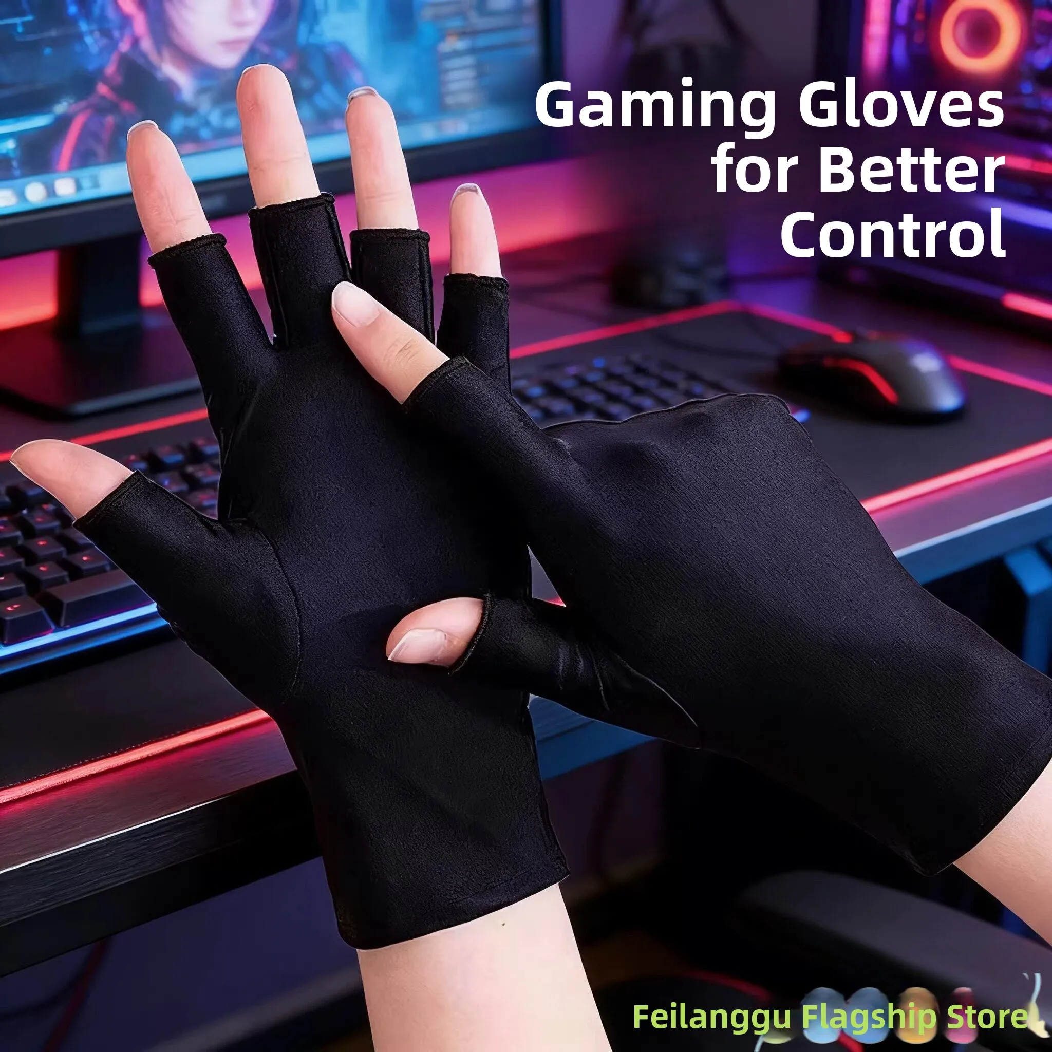 

Детские летние перчатки из ледяного шелка без пальцев, с защитой от УФ-излучения, дышащие, для вождения, сенсорные (для работы с экранами), с двумя открытыми пальцами