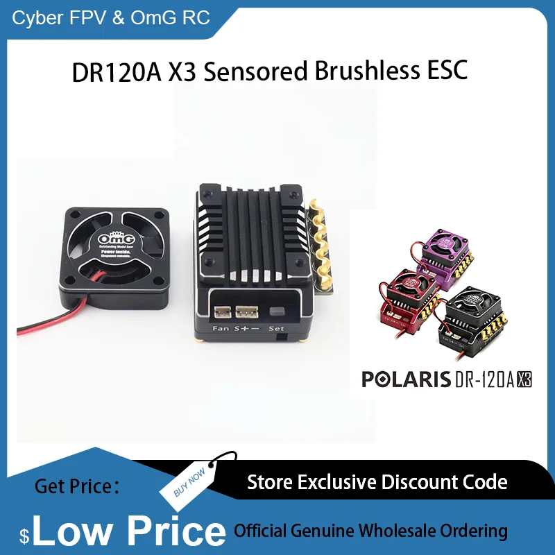 

OmG ESC DR120A X3 Sensored Brushless 2-3s 7.4 11.1V BEC 6V5A for RC Car 1:10