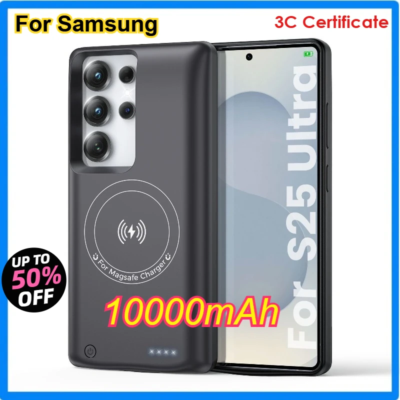 

【3C Certificate】10000mAh Back Clip Battery Suitable for Samsung S25 Ultra/24/23/22p Wireless Back Clip Power Bank
