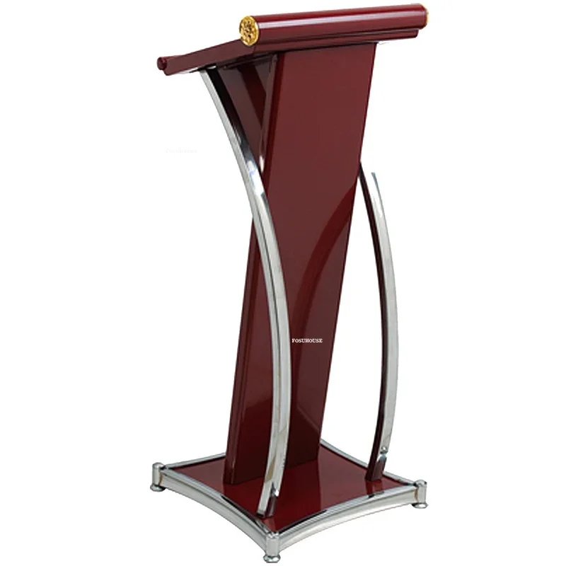 Simple Modern Class Furniture Church Lectern Speech  Reception Desks Solid Wood Front  CashierHotel Podium