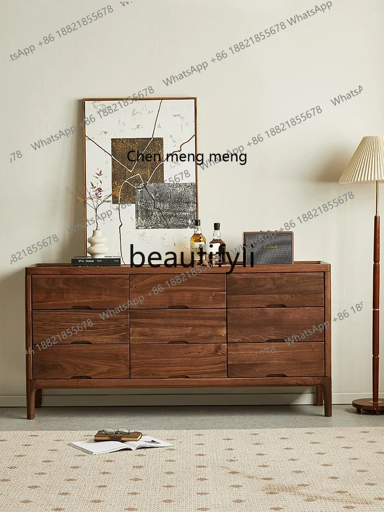 

M178 North American black walnut nine-chest cabinet Nordic simple solid wood locker Living room storage cabinet