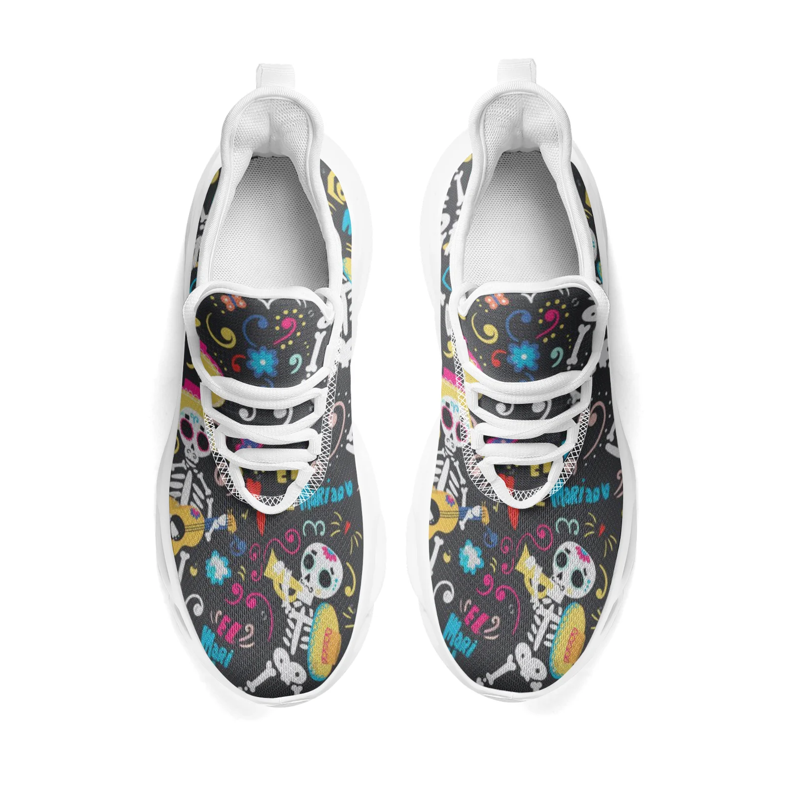 Banda personalizável crânio sapatos esportivos casuais juventude leve tênis de corrida malha sapatos de renda EUR36-48