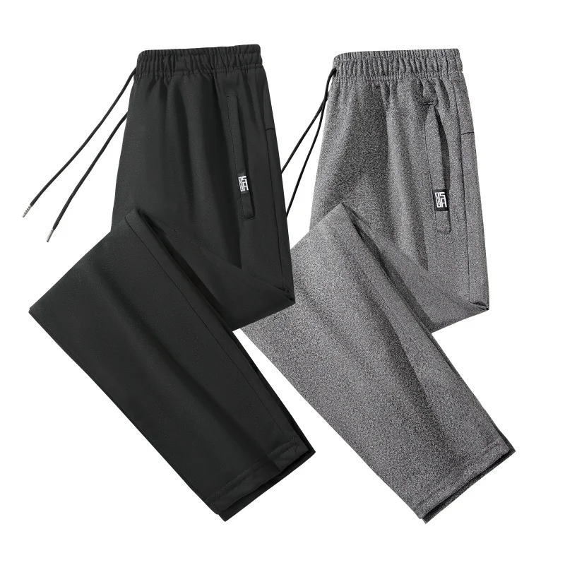 

Мужские всесезонные длинные брюки для занятий спортом на открытом воздухе, фитнесом, бегом, завязками на прямых штанинах, удобные универсальные дышащие модные брюки
