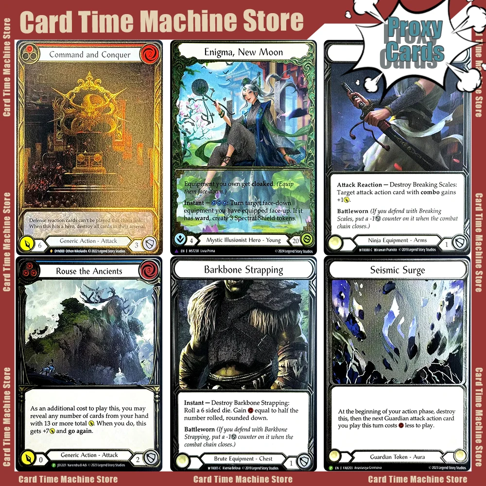 

Flesh and Blood FOIL FAB Proxy Barkbone Strapping Savage Sash Nuu,Alluring Desire Enigma,New Moon Felling of the Crown TCG Game