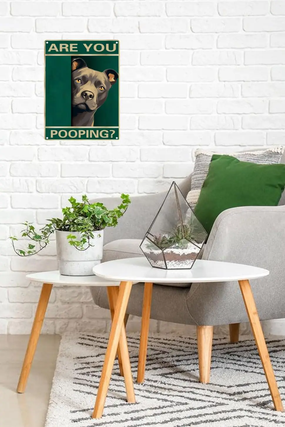 Staffordshire-Bull Terrier Vintage Metal Tin Sign Are You Pooping Sign Bathroom Funny Art Poster Decoration Toilet Cave Bar Home