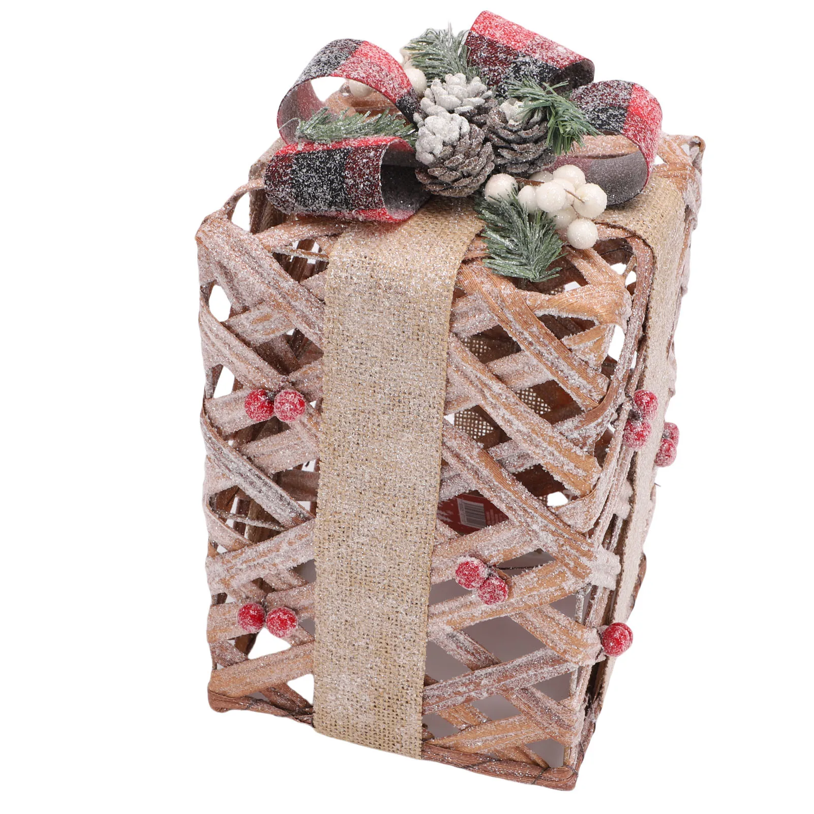 

Рождественская подарочная коробка Украшение Рождественский подарок под рождественской елкой Подарочная коробка с ягодами Сосновые шишки Лук для вечеринки Двор Газон Крыльцо