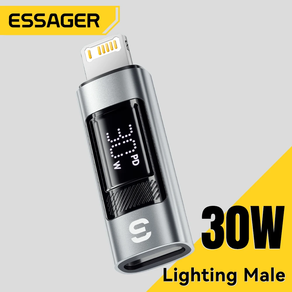 Essager Type C to Lighting OTG Adapter Digital Display Fast Charging Type-C Female To Lightning Male Connector For iPhone 15 14 