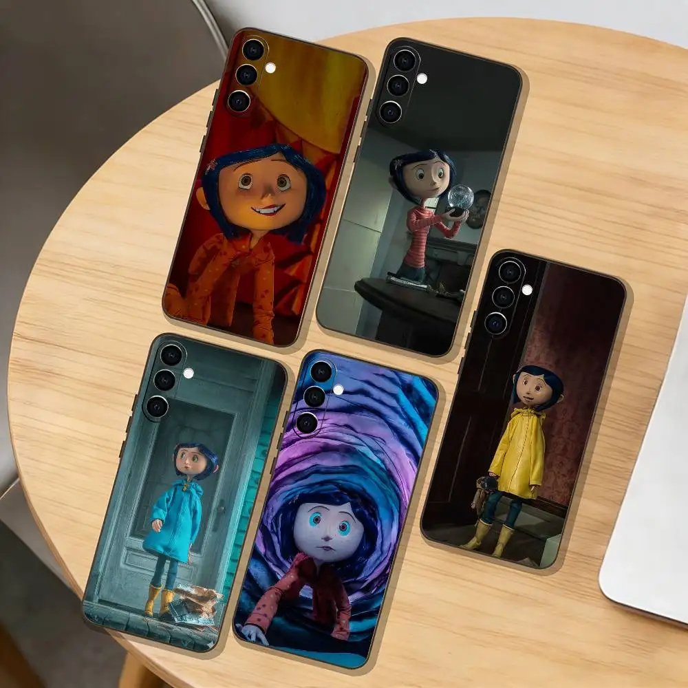 

c-Coraline Phone Case For Samsung Galaxy A73,A72,A71,A70,A53,A52,A51,Others Soft Black Cover