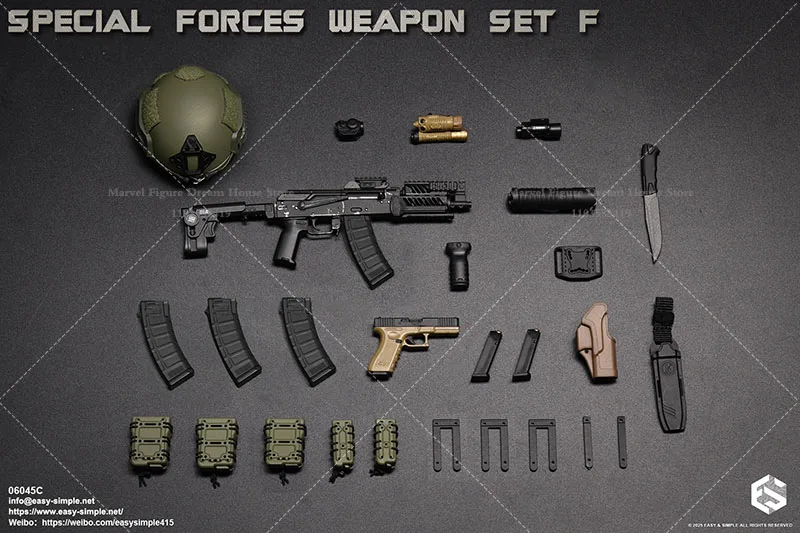 EASY&SIMPLE 06045 Mini-Zubehör im Maßstab 1:6, Spielzeugpistolen, kann nicht schießen, Puppendekoration für 12-Zoll-Actionfiguren-Soldat-Szenen-Requisiten