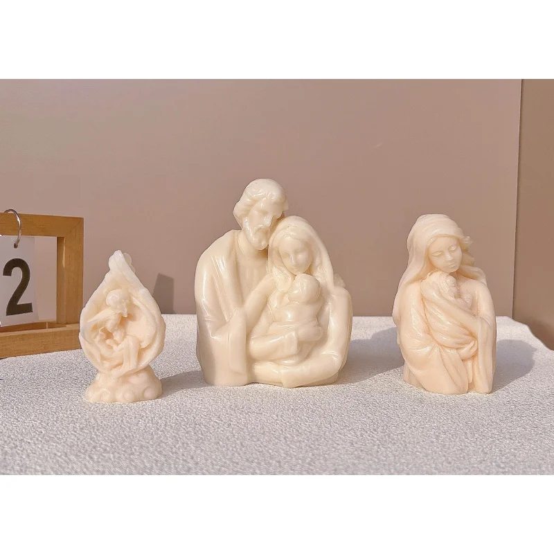 Jesus candle silicone mold DIY Virgin silicone mold gypcrown mold decoration photos on the table