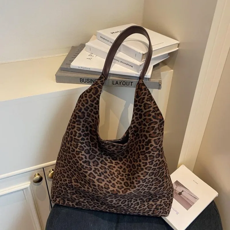 Neue Retro Casual Schulter Tasche Trendy Mode Unterarm Tasche Große Kapazität Leopard Print Tote Tasche Frauen