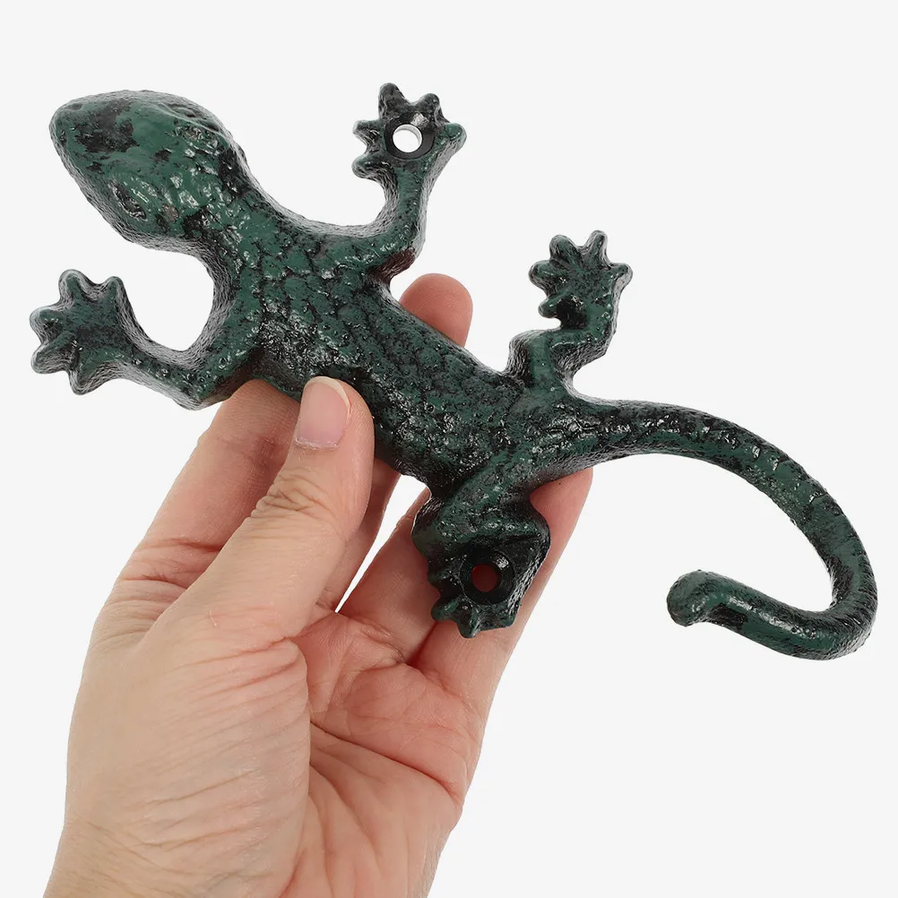 2Pcs Vintage Cast Iron Gecko Hooks Decorative Animal Wall Mounted Key Holders Indoor Outdoor Garden Coat Hat Rack - view 5