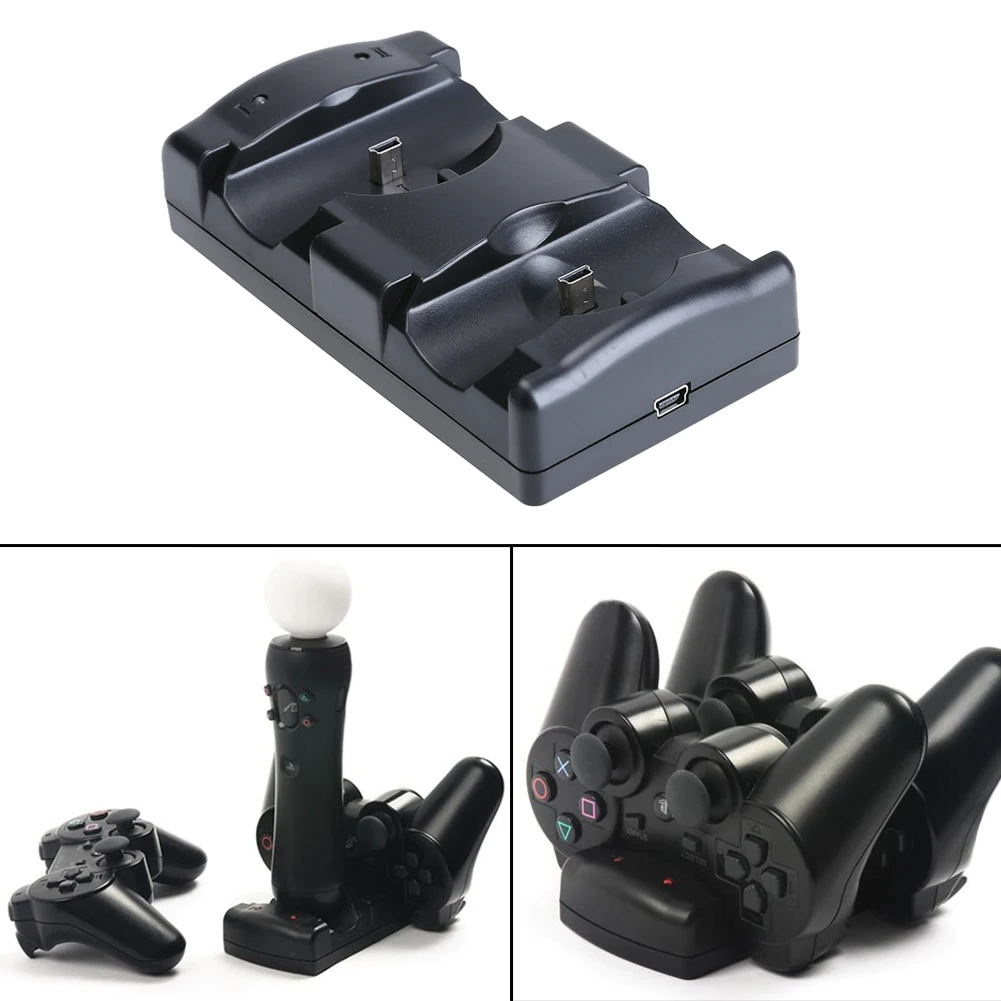 Vertical Charger Station Professional Gamepad Dual Charger Base Accessories for PS3/PS3 Move Wireless Controller