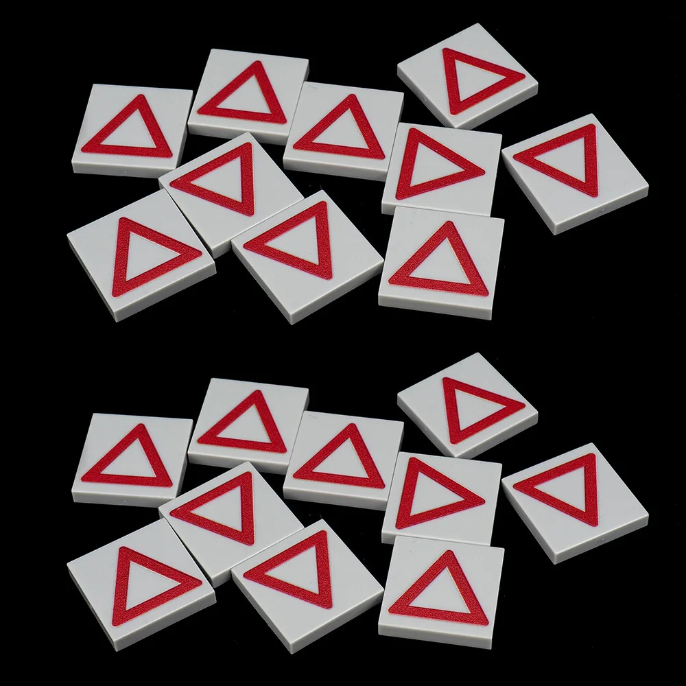MOC 10PCS 3068 2x2 Dangerous Signs Pattern Building Blocks Kit Printed Faulty Board Bricks Particle DIY Toy Adults Gifts