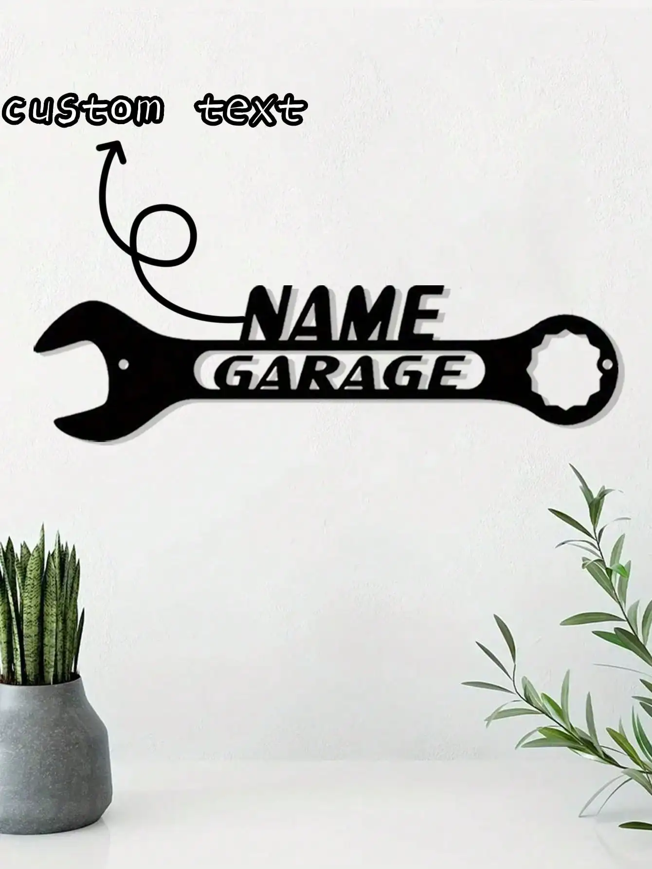 

Custom Metal Garage Emblem, Personalized Wrench Name Sign, Unique Man Cave Decor
