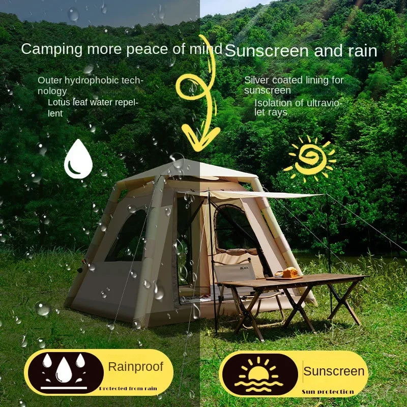 TechHPThickened Rainproof Folding Automatic Opening Camping Tent, Inflatable Tent, Outdoor Travel Camping Supplies, Air Tent