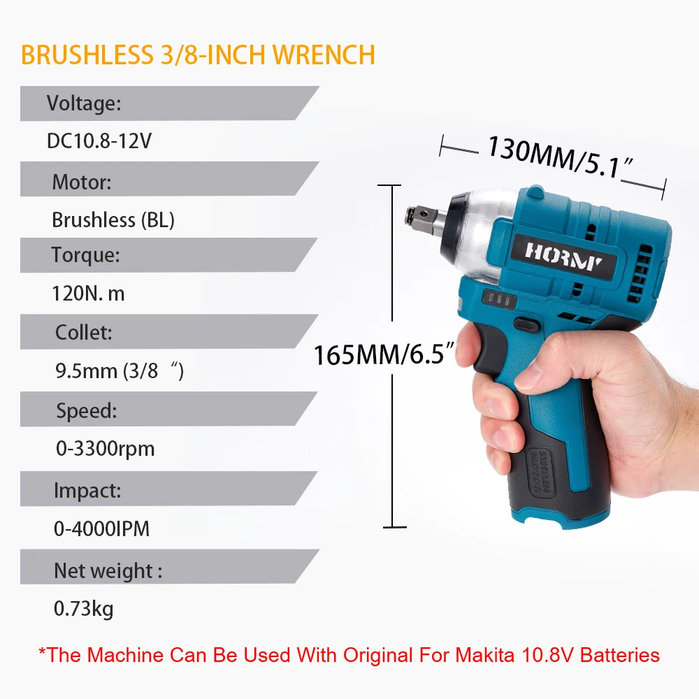 Imagem -06 - Brushless Chave Elétrica 120n.m Catraca Chave Ângulo Broca Chave de Fenda Impact Driver Remoção Parafuso Porca Ferramenta de Reparo do Carro 12v