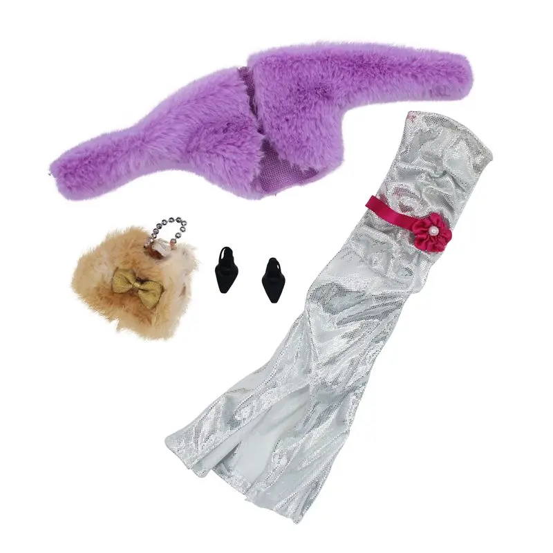 9 Pieces Set Random 2 Fashion Winter Coats 1 Mermaid Dress 1 Pants 2 Pair Shoes 2 Handbags Doll Accessories For Children DIY