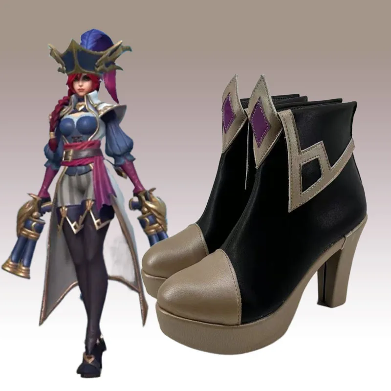 

Game LOL Halloween The Bounty Hunter Miss Fortune Cosplay Shoes Anime Short Boots Cosplay Costume Prop Shoes for Halloween Party