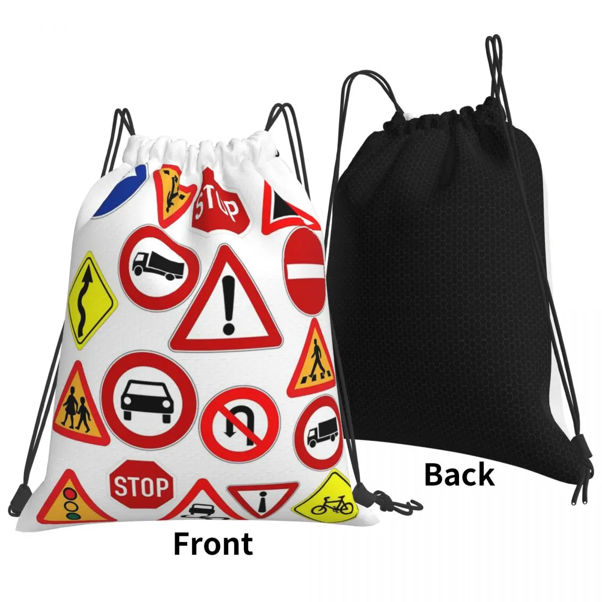Outdoor Recreational Backbacking Road Sign Backpacks Casual Drawstring Bags Storage Bag Book Bags for Travel Students