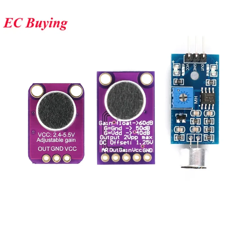 Electret Microphone Amplifier Stable MAX9814 MAX4466 module Auto Gain Programmable Attack and Release Ratio Low THD