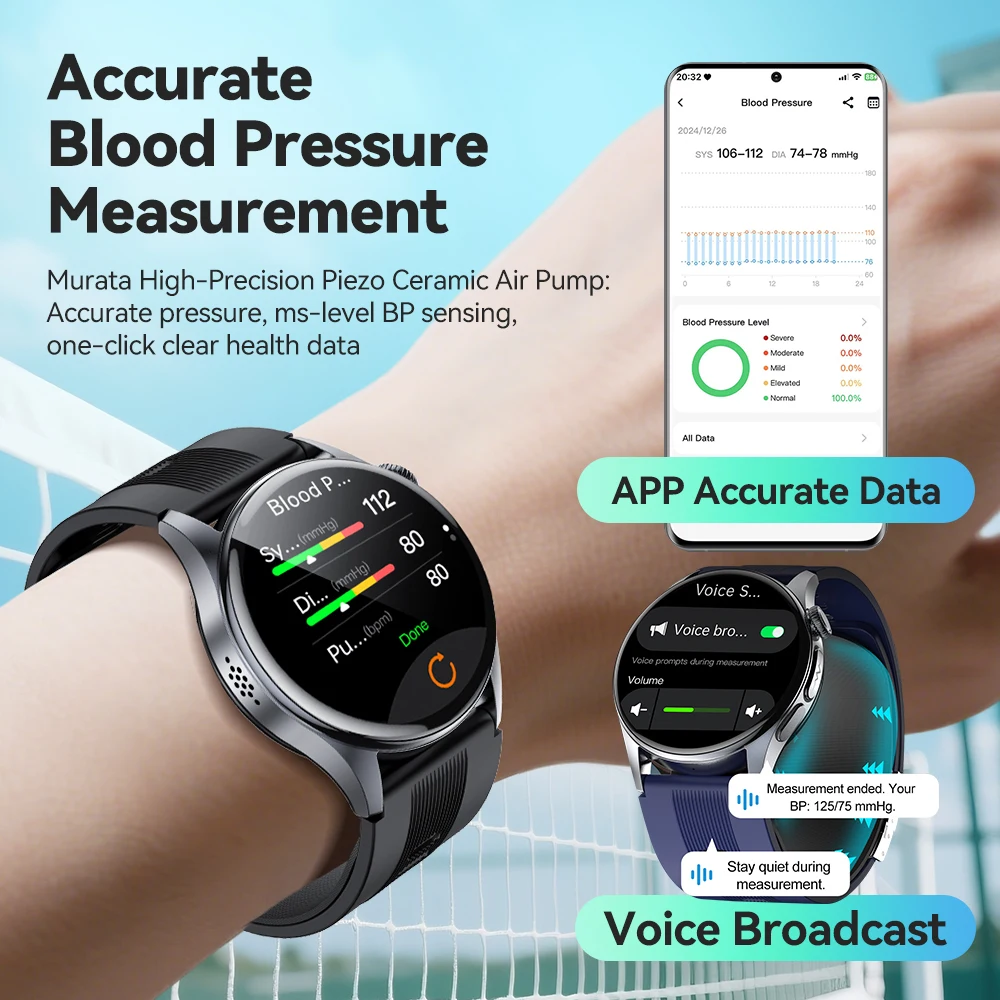 NOYAFA Jam Tangan Pintar Baru 2025 Pengukuran Tekanan Darah Presisi ECG PPG Monitor Kesehatan Smartwatch Layar AMOLED 1,56 Inci