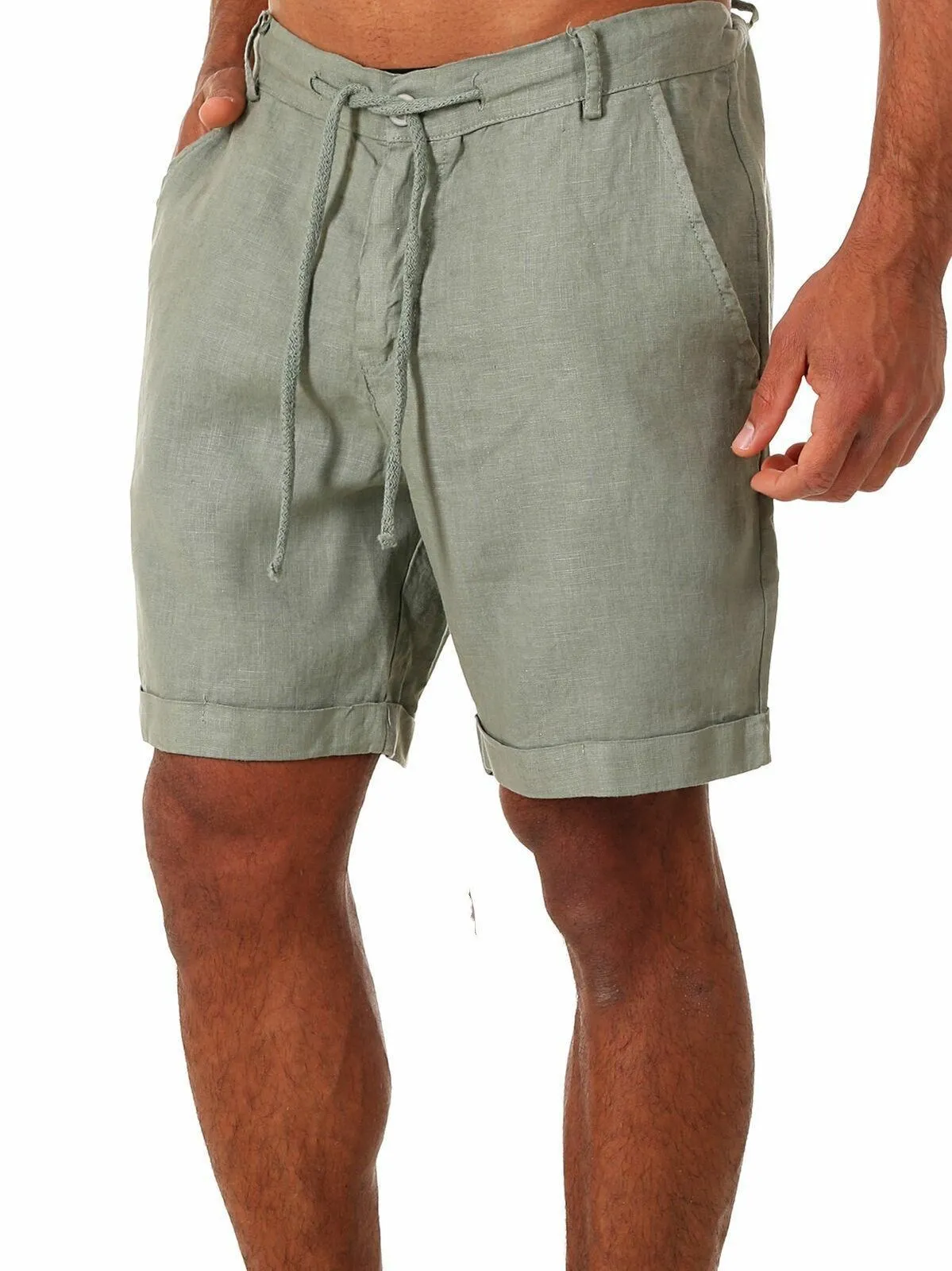 Summer Thin Multi Pocket Pure Cotton Workwear Shorts Men's Oversized Loose Straight Leg Five Point Casual Over Knee Beach Shorts
