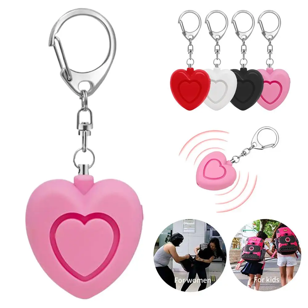 Heart-shaped Anti-wolf Alarm with Lamp High Decibel Kid Call for Help Alarm Female Self-defense Mini Alarm Portable Protection ﻿