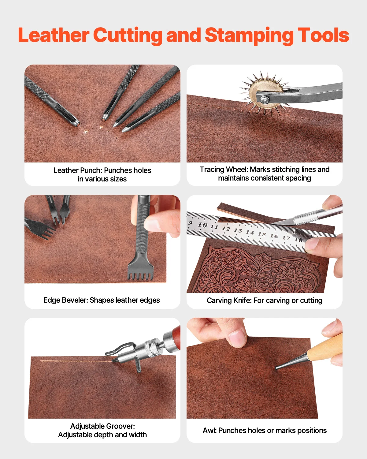SucceBuy 38/59/61/72/92PCs Lea - огляд і ціна Leatherwork Punching Tool